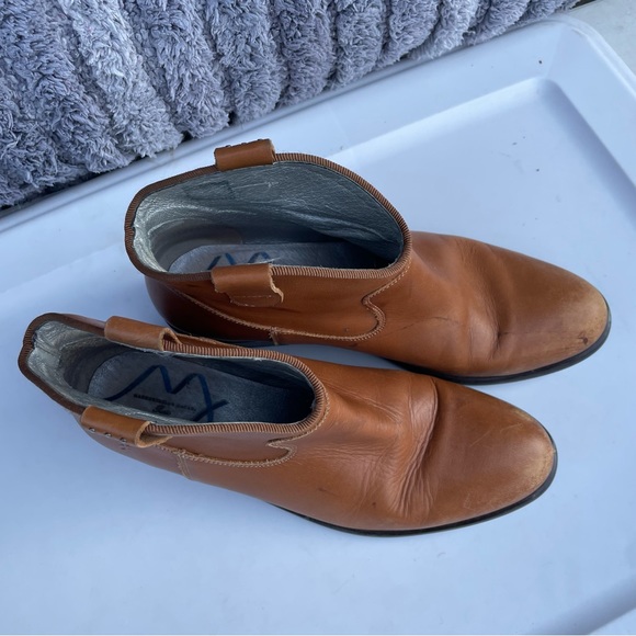 Mademoiselle Jacadi Paris Ankle Booties cognac brown low heel size 37 6 leather - Picture 3 of 9